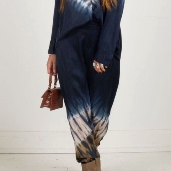 NWT Young Fabulous & Broke Blue Tie Dye Joggers - Picture 1 of 8